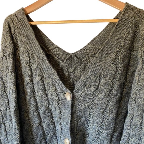 Pietro Pianforini alpaca blend cableknit cardigan sweater gray yellow women 42/x - Picture 3 of 7